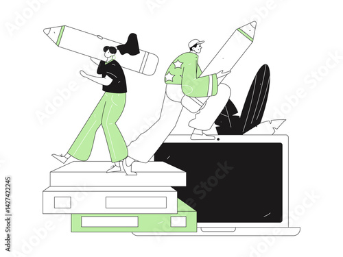 Education and learning people flat vector concept hand drawn illustration
