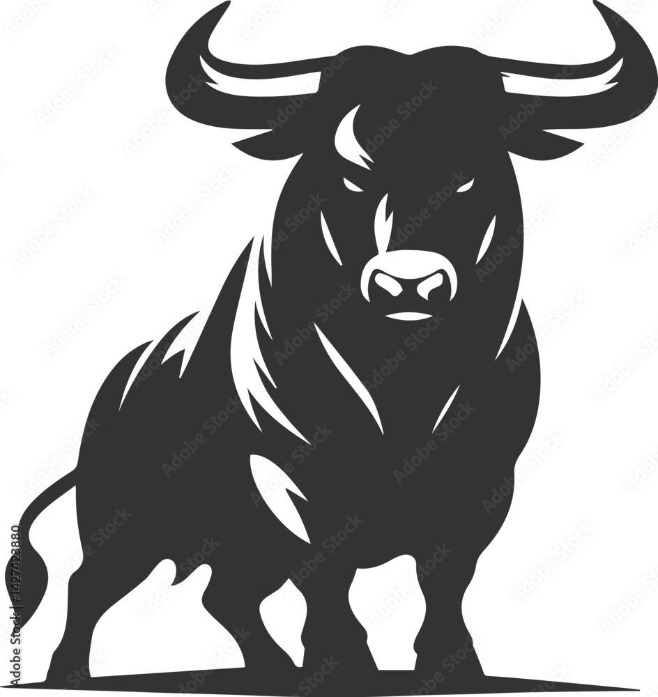 Angry bull angus cattle vector silhouette Angry bull angus cattle vector silhouette