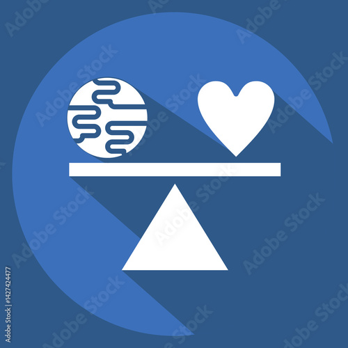 Icon Level. related to World Peace symbol. long shadow style. design editable