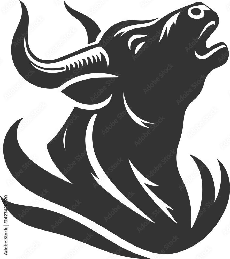 Obraz premium Angry bull angus cattle vector silhouette
