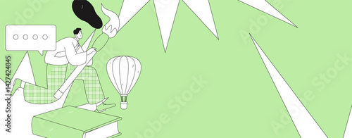 Education and learning people flat vector concept hand drawn illustration
