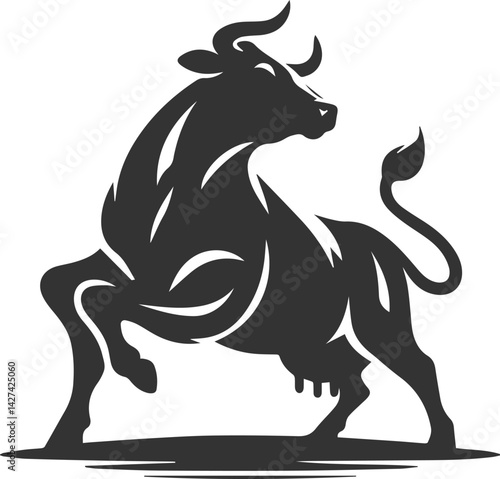 Angry bull angus cattle vector silhouette