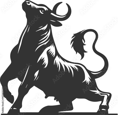 Angry bull angus cattle vector silhouette