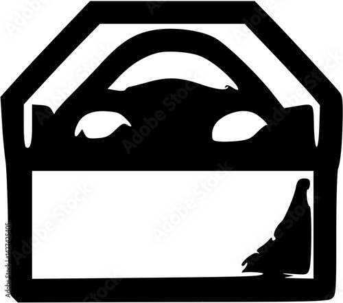 Simple cute black cat icon illustration