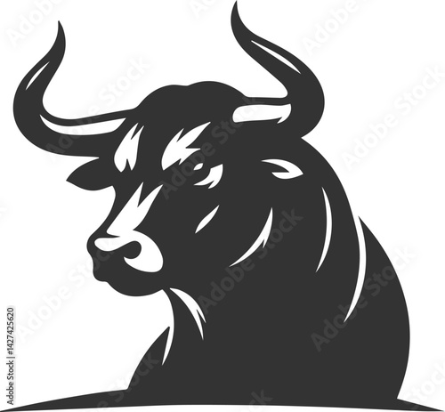 Angry bull angus cattle vector silhouette