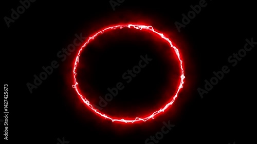 Red circle neon glow border, seamless loop
