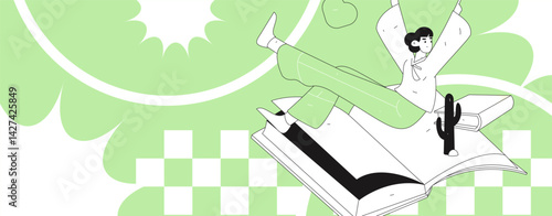 Education and learning people flat vector concept hand drawn illustration
