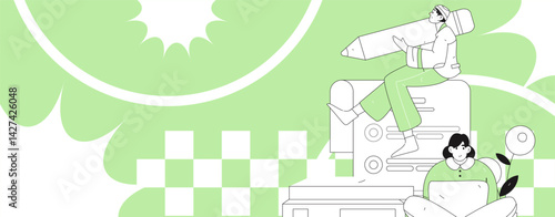 Education and learning people flat vector concept hand drawn illustration
