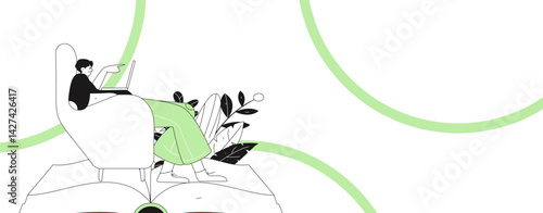 Education and learning people flat vector concept hand drawn illustration
