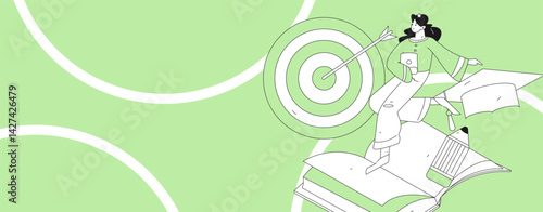 Education and learning people flat vector concept hand drawn illustration
