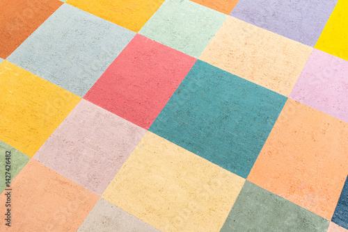 Obraz na płótnie Colorful Geometric Oil paint Squares on Canvas. background for social media, marketing, and advertisements. w salonie