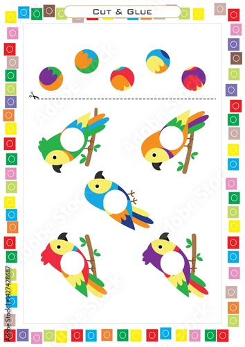 Worksheets for children – kids activity – cut and glue picture