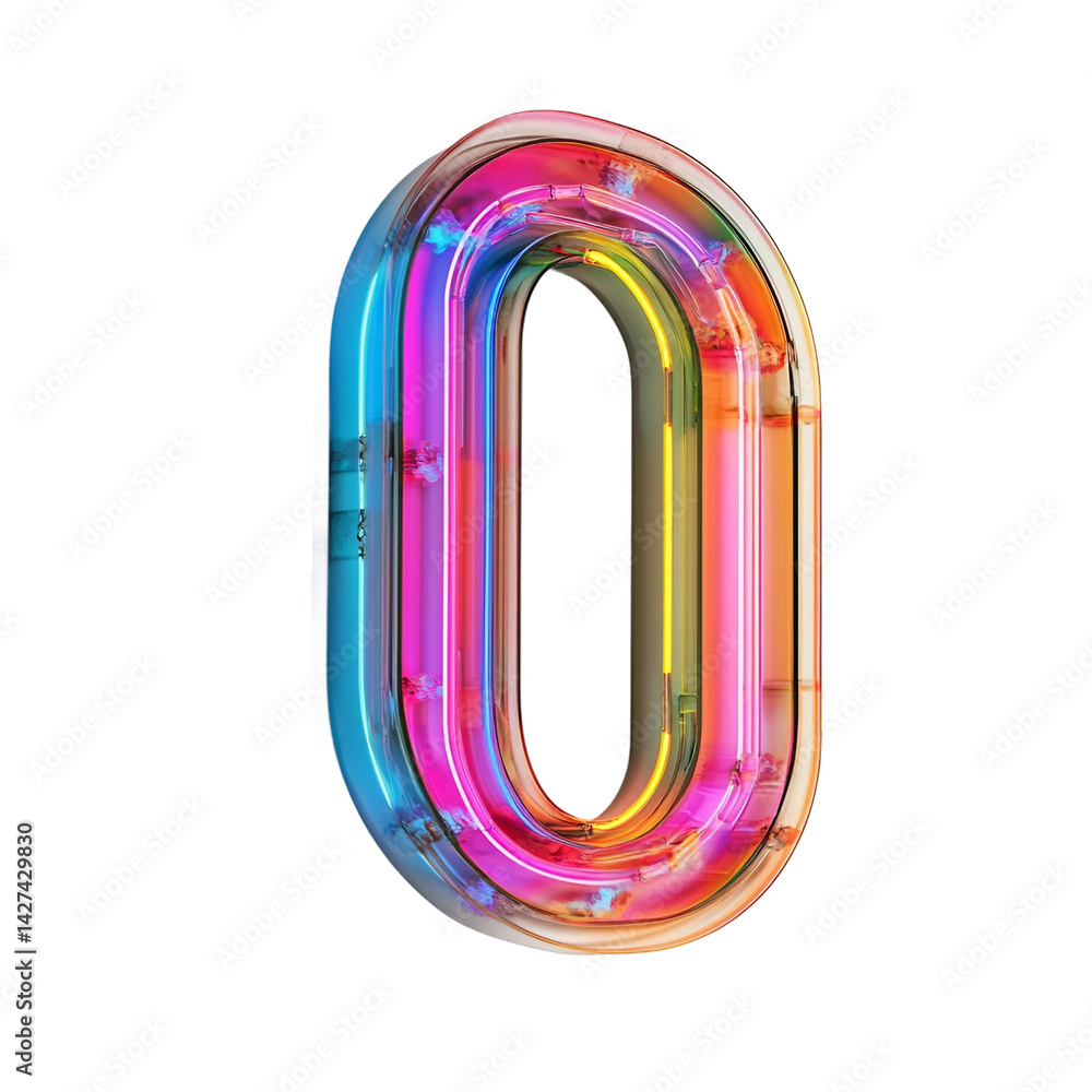 3D Rendering of a alphabet number 0 made with Colorful Neon Lights Isolated on white and transparent background 3D Rendering of a alphabet number 0 made with Colorful Neon Lights Isolated on white and transparent background