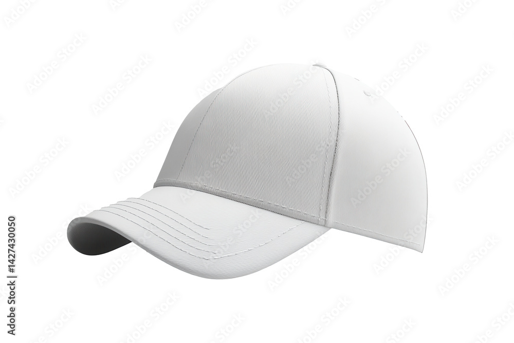 Fototapeta premium Elegant white baseball cap showcasing craftsmanship and style against a pristine backdrop for fashion lovers and sports enthusiasts