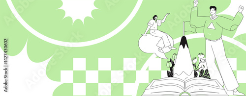 Education and learning people flat vector concept hand drawn illustration
