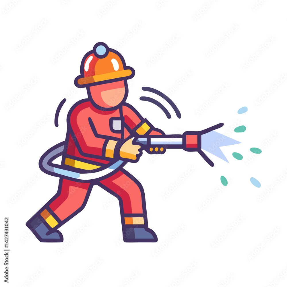 Firefighter with Hose Icon Firefighter with Hose Icon