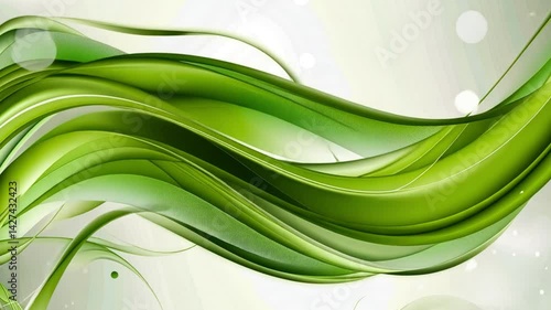 Vibrant Abstract Design Flowing Green Waves and Soft Light Create Movement and Tranquility in Artistic Backgrounds