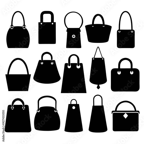 Set of 20 Black Silhouette Handbags