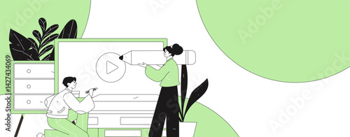 Education and learning people flat vector concept hand drawn illustration
