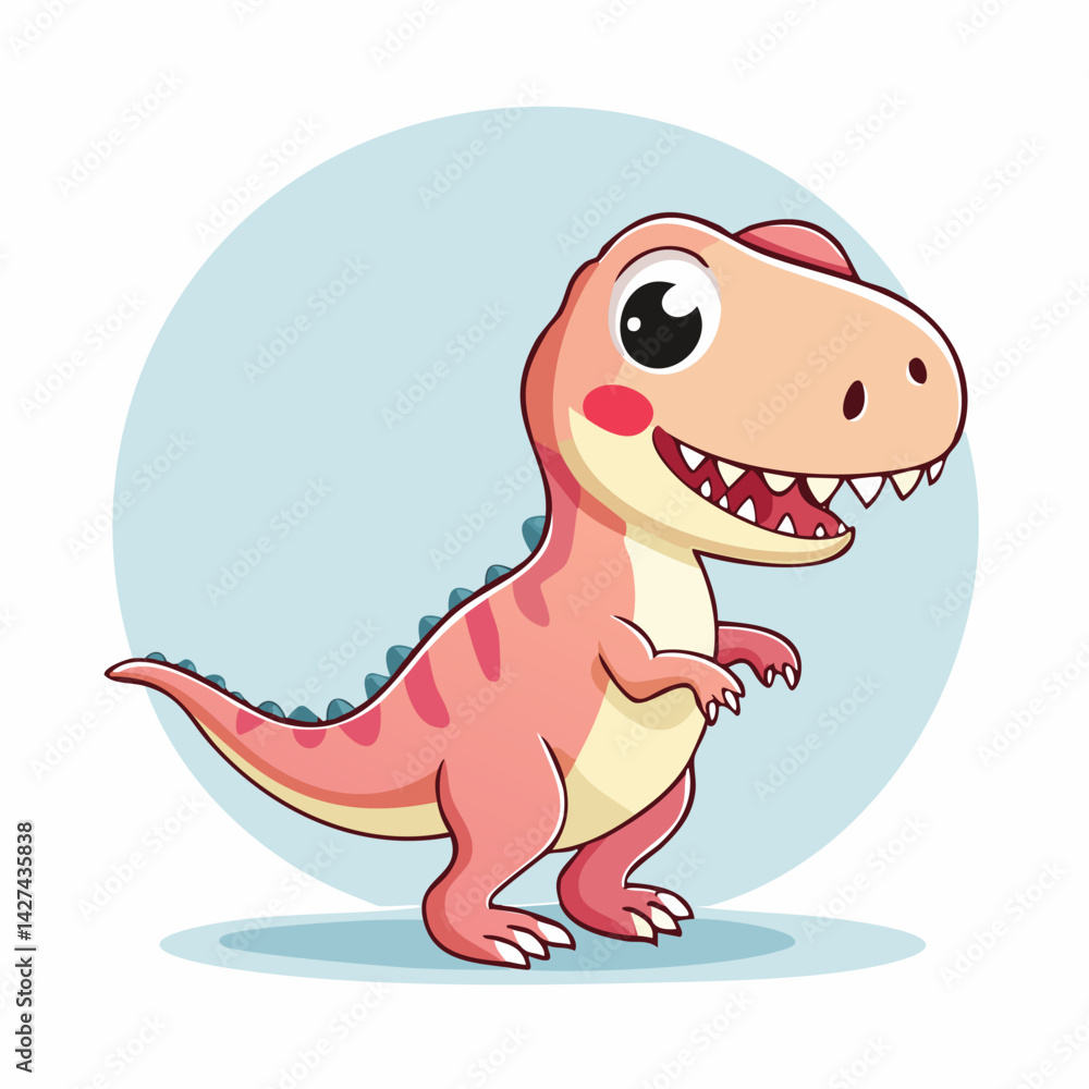 Fototapeta premium Cute Kawaii T-Rex Dinosaur – Adorable Cartoon Jurassic Character