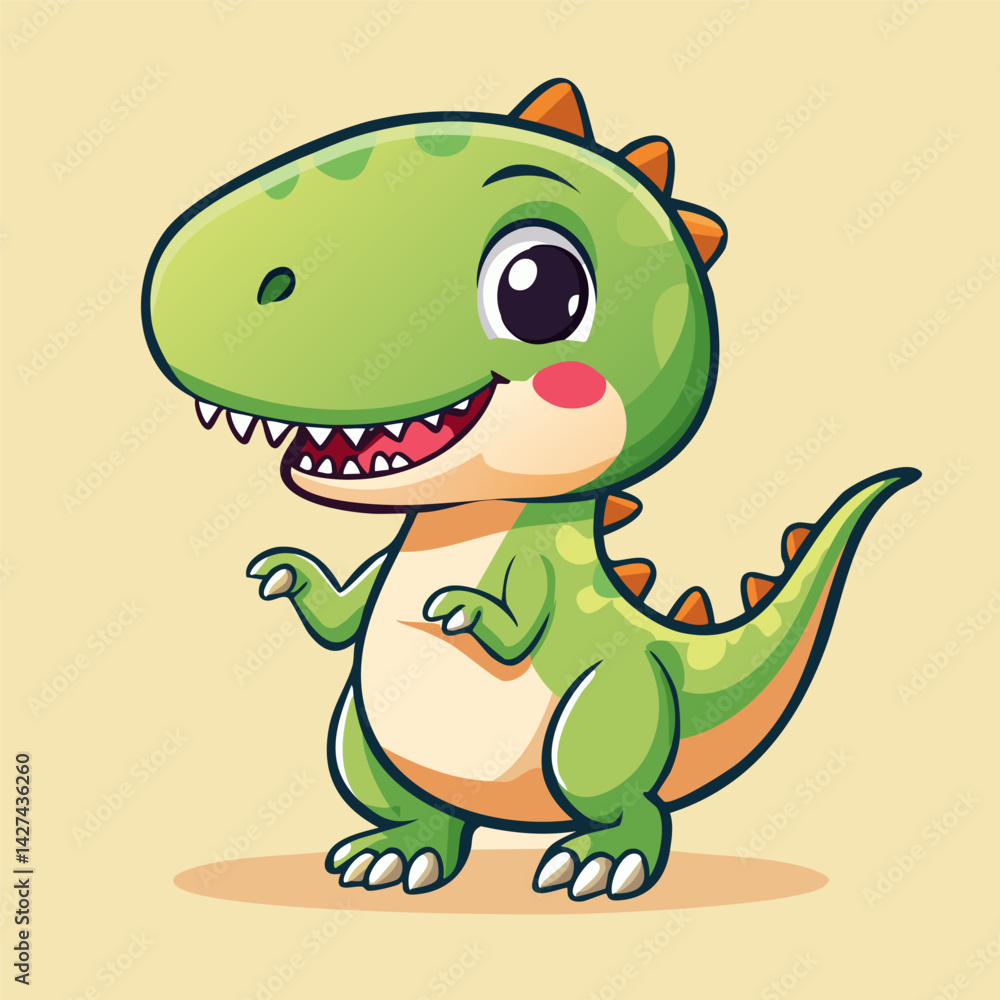 Fototapeta premium Cute Kawaii T-Rex Dinosaur – Adorable Cartoon Jurassic Character