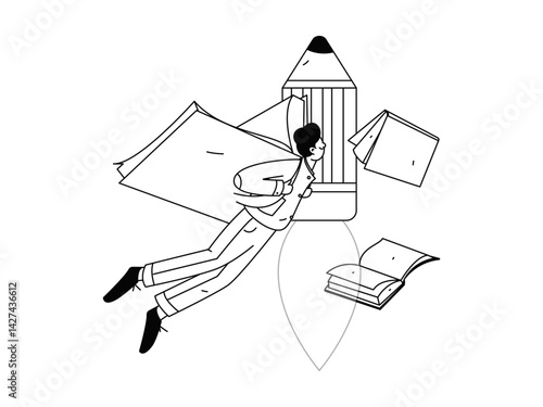 Education and learning people flat vector concept hand drawn illustration
