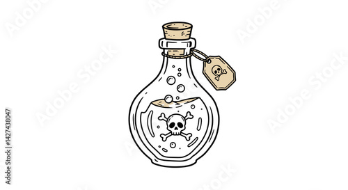 Halloween poison bottle with skull symbol and cork stopper  