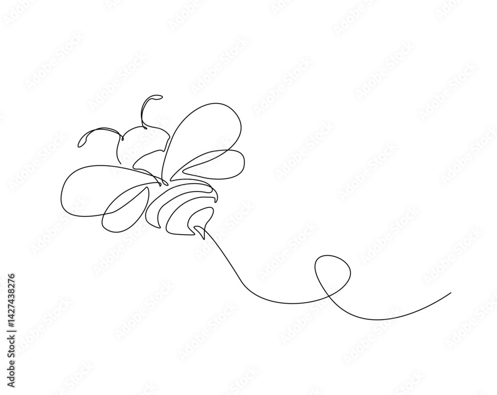custom made wallpaper toronto digitalCute honey bee outline drawing illustration. one continuous line drawing of honeybee.