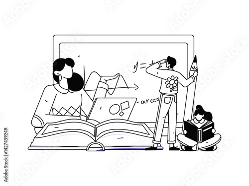 Education and learning people flat vector concept hand drawn illustration
