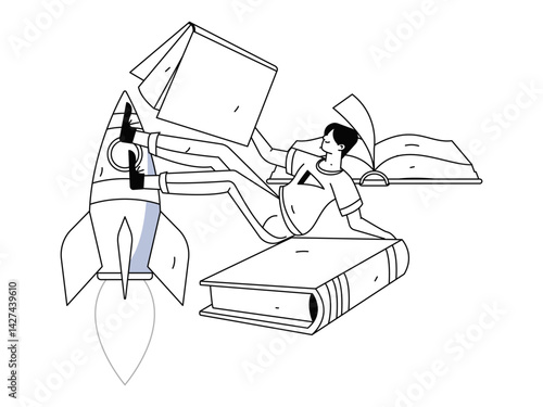 Education and learning people flat vector concept hand drawn illustration
