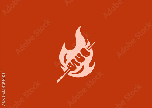 Satay with flame logo featuring tasty grilled vibes