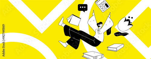 Education and learning people flat vector concept hand drawn illustration
