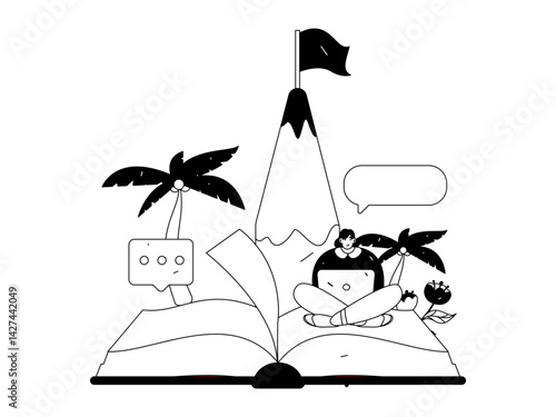 Education and learning people flat vector concept hand drawn illustration
