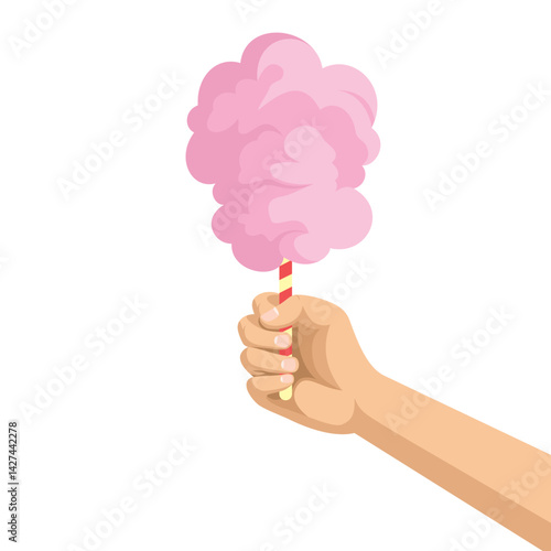 hand holding cotton candy vector illustration design