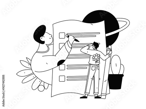 Education and learning people flat vector concept hand drawn illustration
