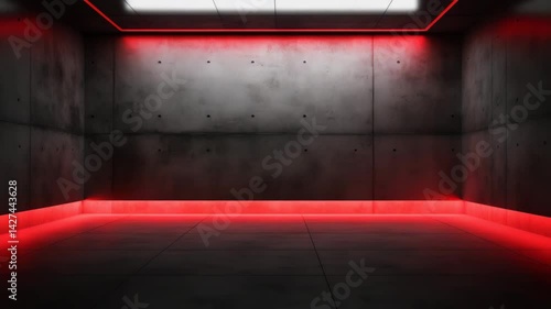 A dark room with red lights