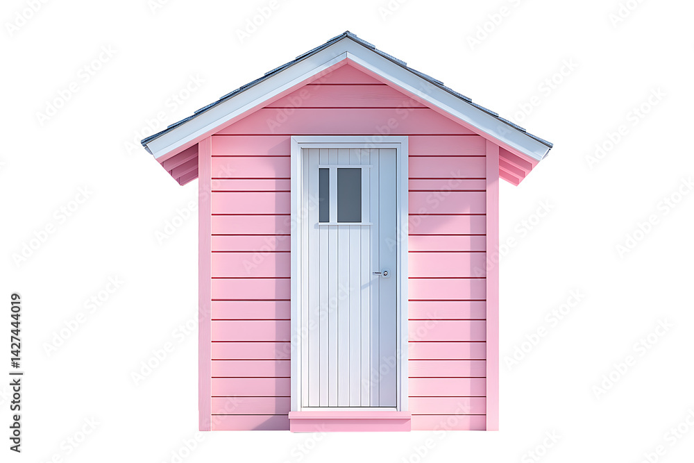 A pink beach hut isolated on transparent background
A pink beach hut isolated on transparent background
