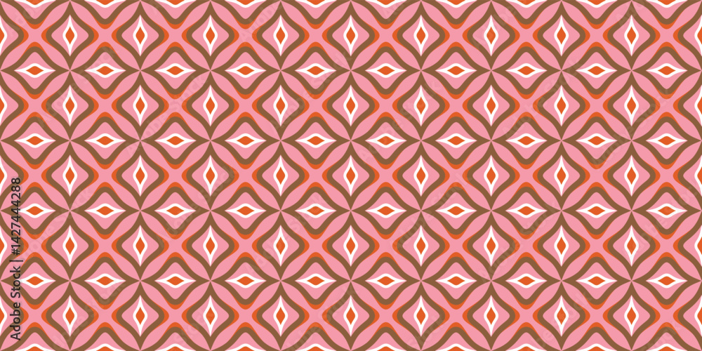 70s Retro Seamless Pattern in Orange, Brown, Pink and Beige. 60s and 70s Retro style and Aesthetic. 70s Retro Seamless Pattern in Orange, Brown, Pink and Beige. 60s and 70s Retro style and Aesthetic.