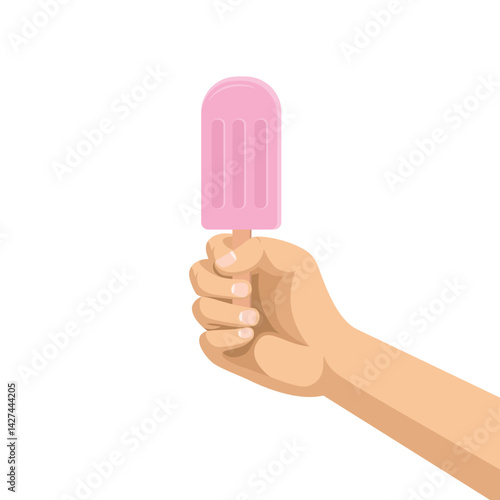 hand holding ice cream vector illustration design