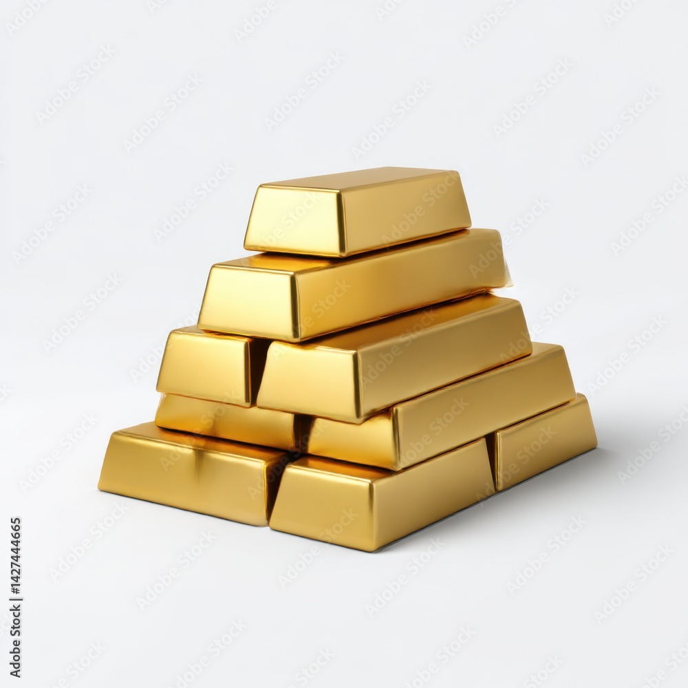 Stack of shiny gold bars on white background Stack of shiny gold bars on white background