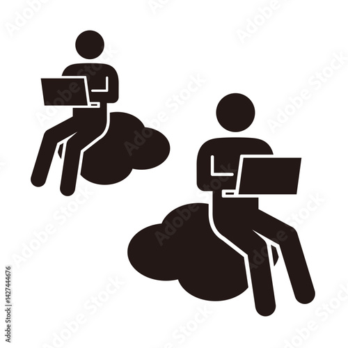 クラウドシステムのピクトグラムアイコン