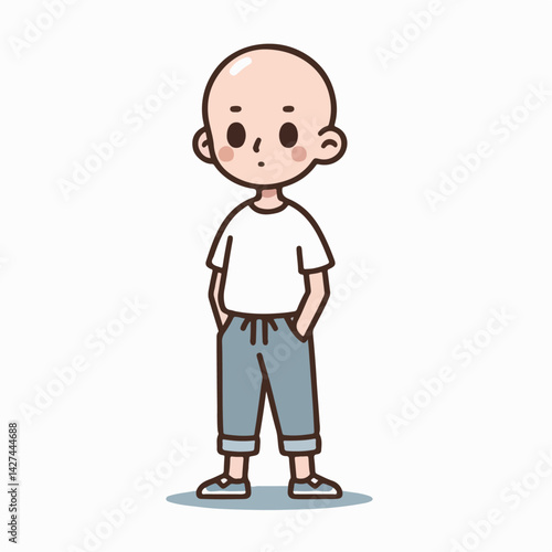 cartoon vector illustration of a person with bald hair