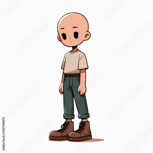 cartoon vector illustration of a person with bald hair
