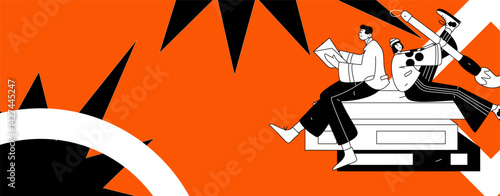 Education and learning people flat vector concept hand drawn illustration
