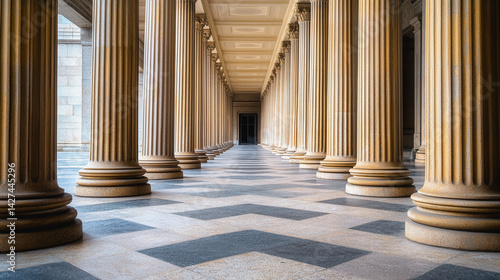 Majestic row of columns standing tall and strong symbolizing public debt management and financial stability