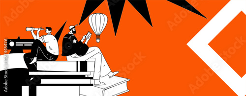 Education and learning people flat vector concept hand drawn illustration
