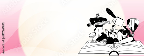 Education and learning people flat vector concept hand drawn illustration
