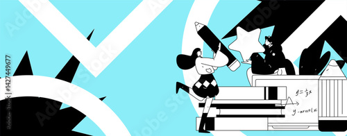 Education and learning people flat vector concept hand drawn illustration
