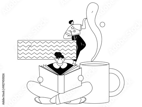 Education and learning people flat vector concept hand drawn illustration
