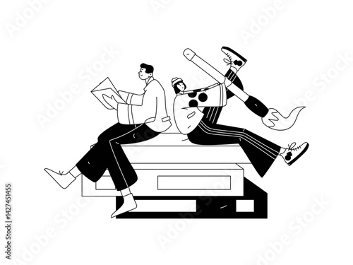 Education and learning people flat vector concept hand drawn illustration
